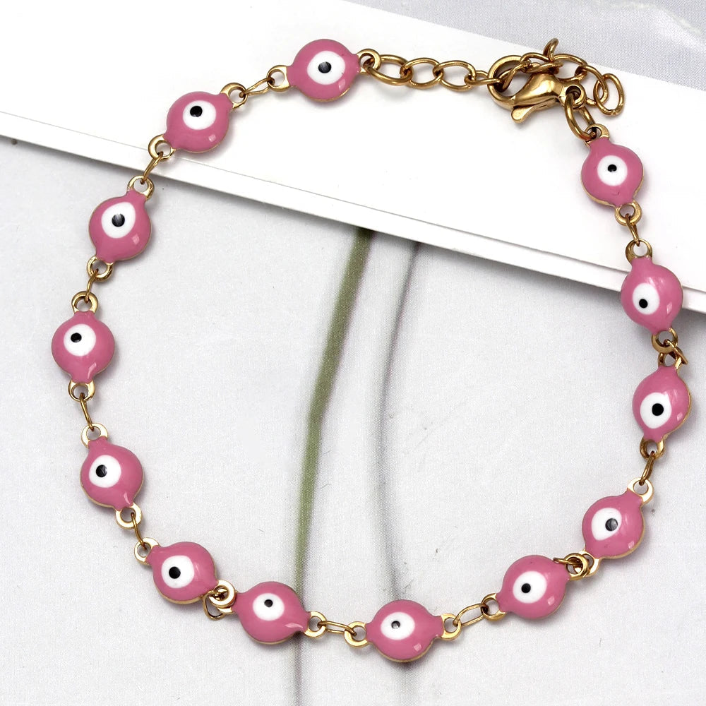 Bracelet de Protection Contre le Mauvais Oeil pour Homme ou Femme rose