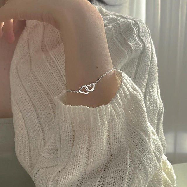 ダブルハート ラッキーチャーム ブレスレット 