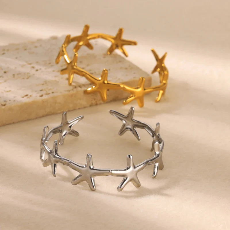 Bracelet Elégant Coquillages Etoile de Mer et Coquilles Saint-Jacques étoile de mer argent