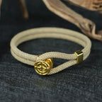 Bracelet en Corde avec Boussole Nautique Rose des Vents beige