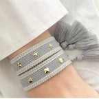 Bracelet en Corde avec Etoiles Homme ou Femme gris