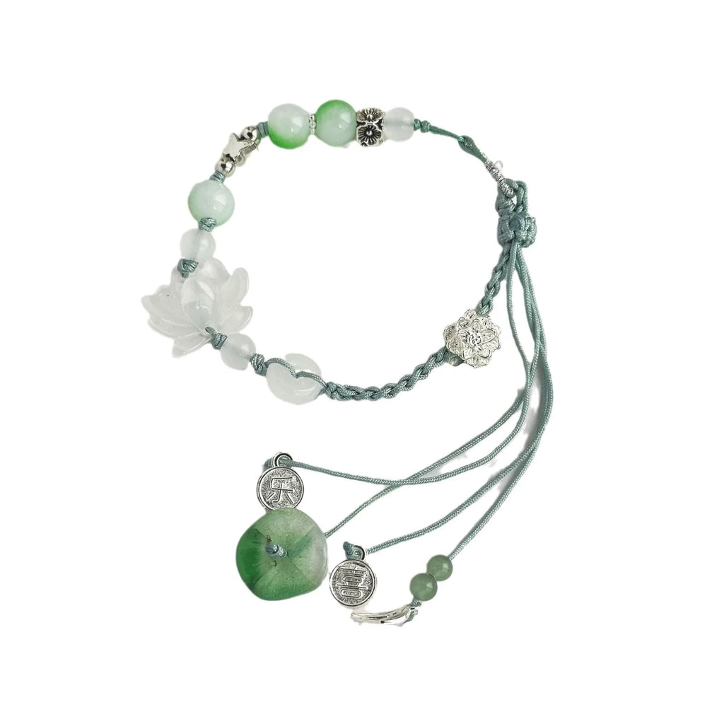 Bracelet en Corde avec Perles et Fleur de Lotus