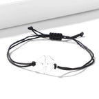 Bracelet en Corde avec Trèfle à 4 Feuilles Porte Bonheur noir et argent