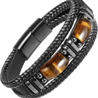Bracelet en Cuir et Pierres Oeil de Tigre