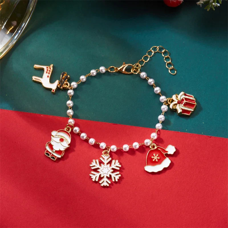 Bracelet en Perle avec Pendentifs de Noël
