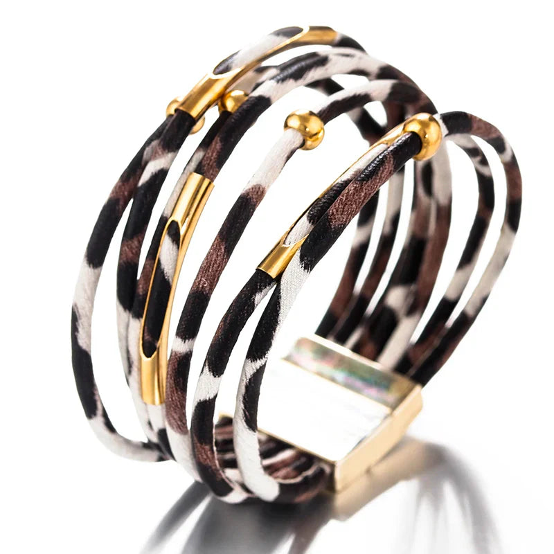 Bracelet Ethnique Multirangs Léopard 1