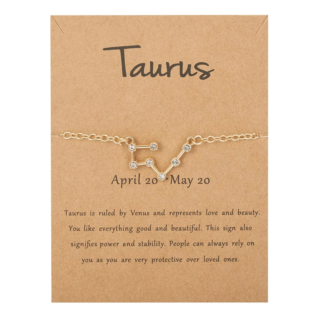 Bracelet Femme Signe du Zodiaque 12 Constellations taureau