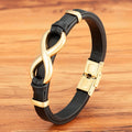 Bracelet Infini Cuir noir et or