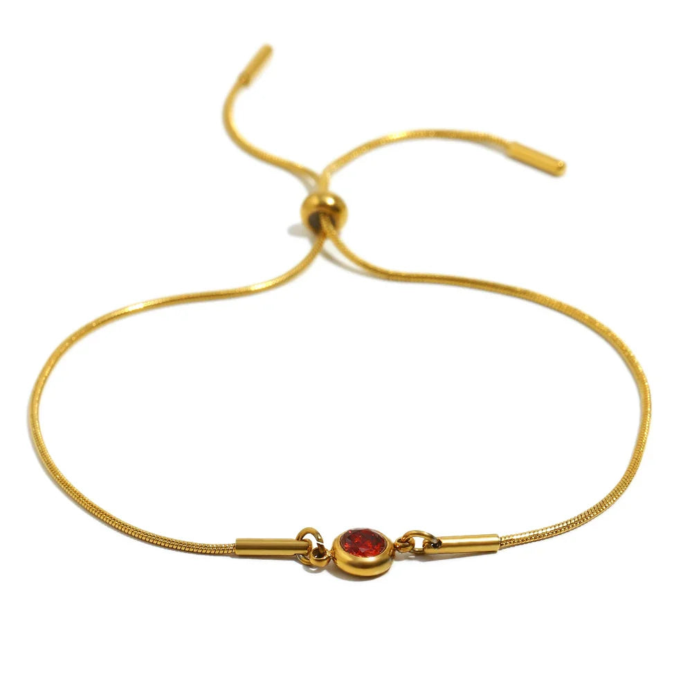 Bracelet jonc avec pierre de naissance colorée