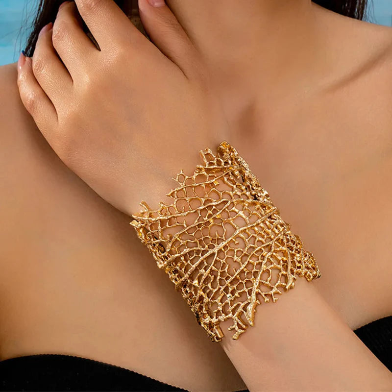Bracelet Large Corail Femme or