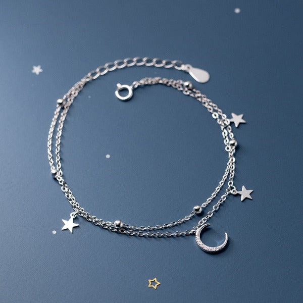 ブレスレット「月と星」レディース チェーンブレスレット シルバー