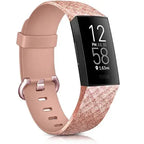 Bracelet Montre Fitbit Charge 3 & Charge 4 or rose pailleté