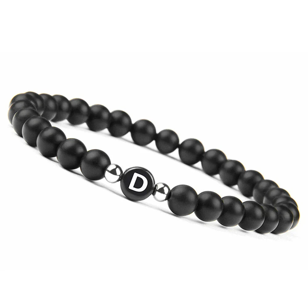 Bracelet noir initiale d