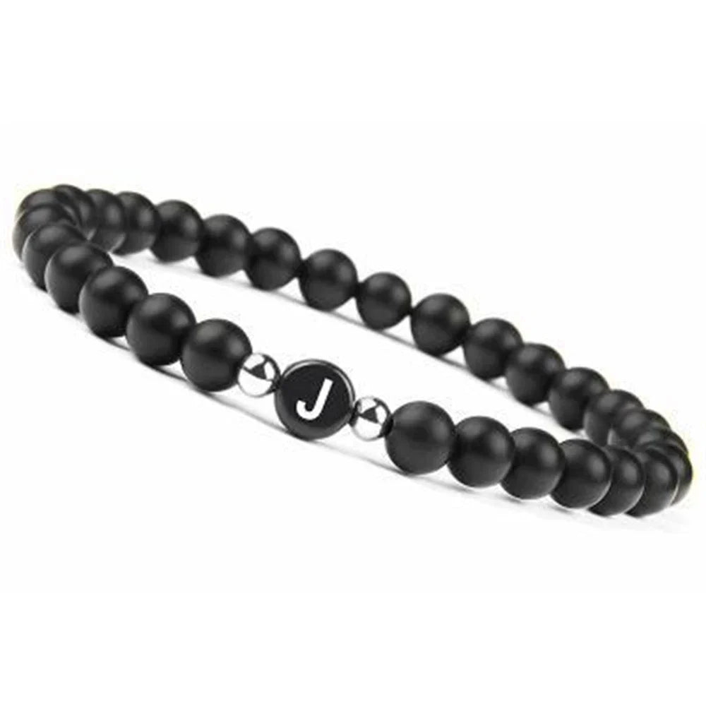 Bracelet noir initiale j
