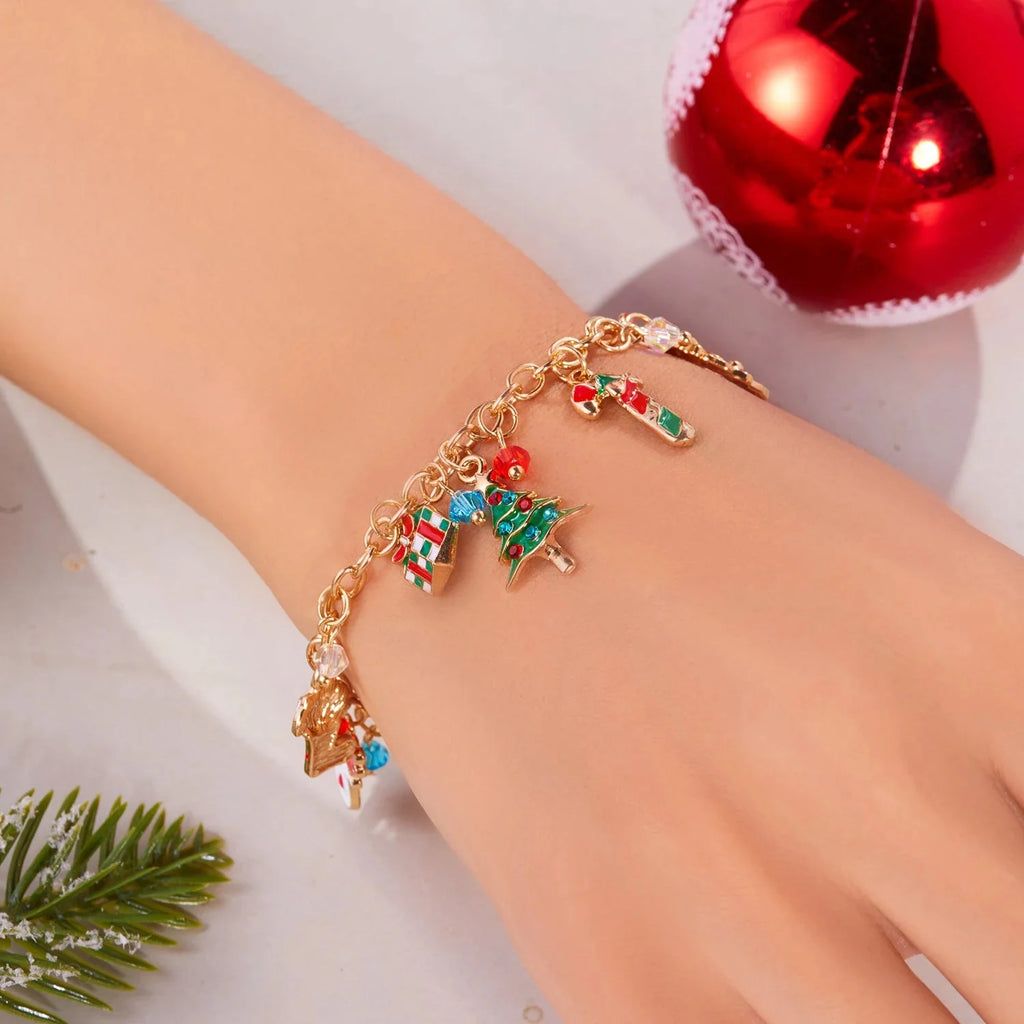 Bracelet Père Noël Sapins Bonhomme de Neige or 1