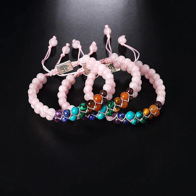 Bracelet Pierre 7 Chakras Rose