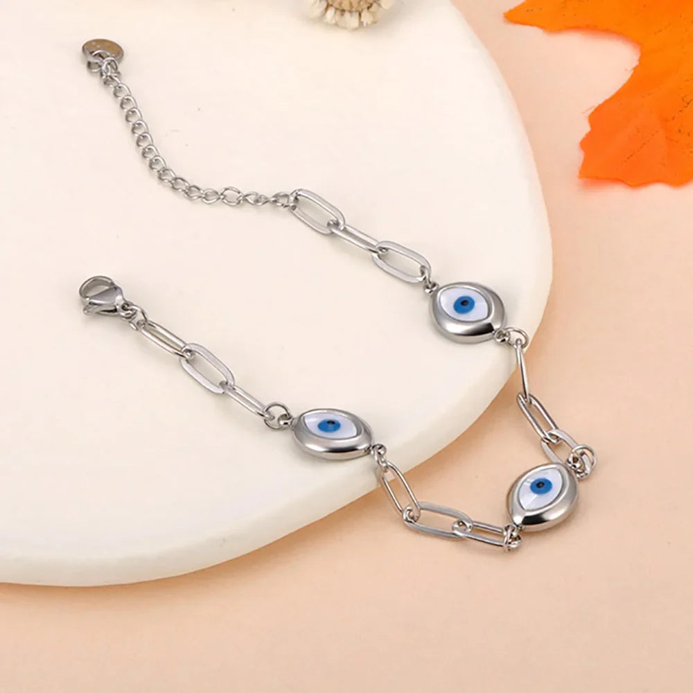 Bracelet Rétro Contre le Mauvais Oeil argent