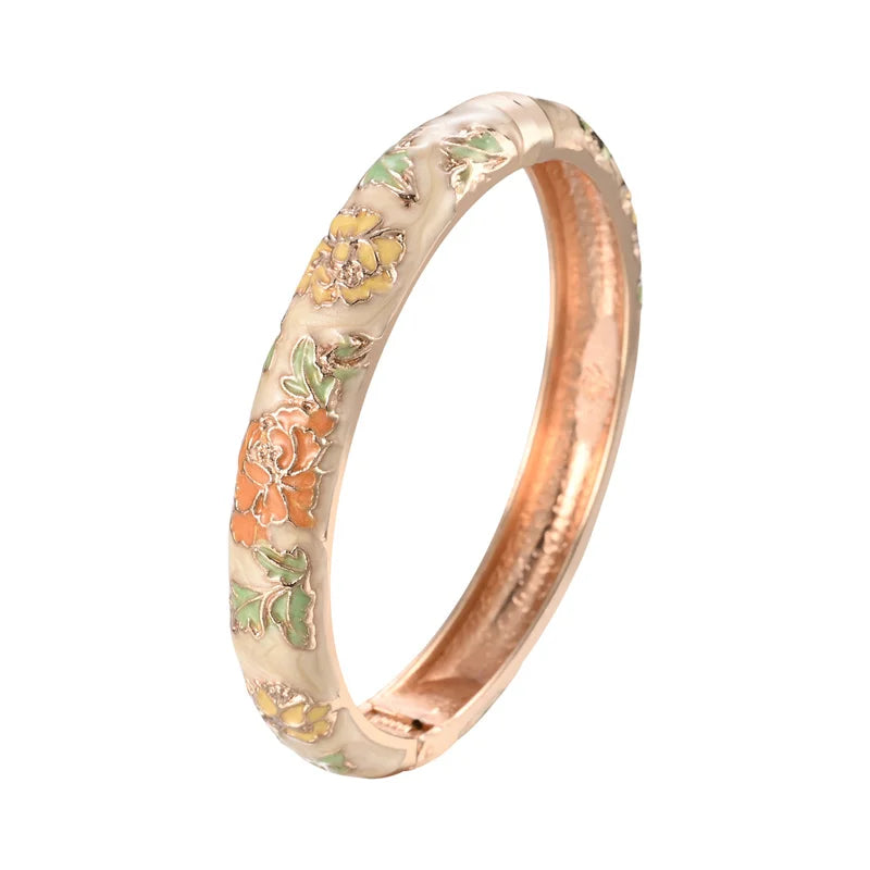 Bracelet Romantique Gourmette Fleurs beige
