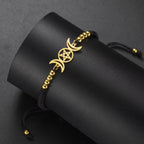 ブレスレット 三つ編み トリプルムーン 魔術 Wiccan チェーンブレスレット ブラック