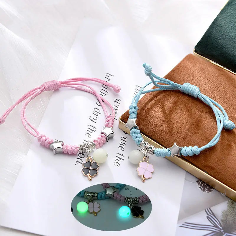 Bracelets pour Couples avec Perles Lumineuses Gourmette Fleur