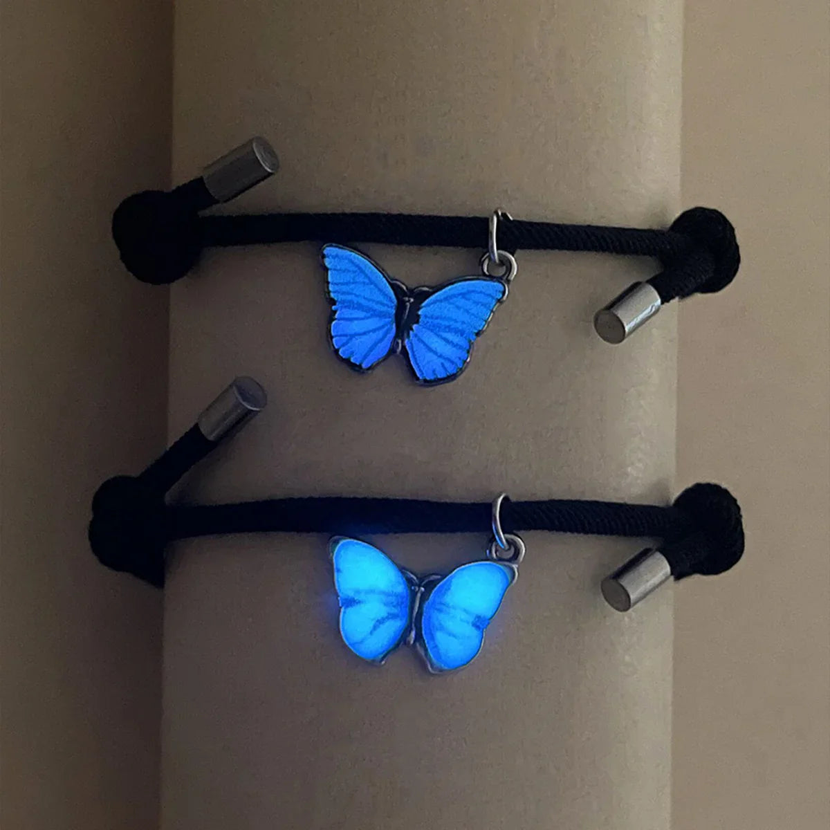 Bracelets pour Couples Gourmette Papillons Lumineux