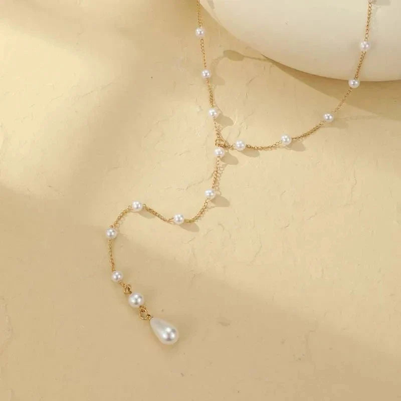 Chaîne dorsale pour femme - Collier de dos avec perles