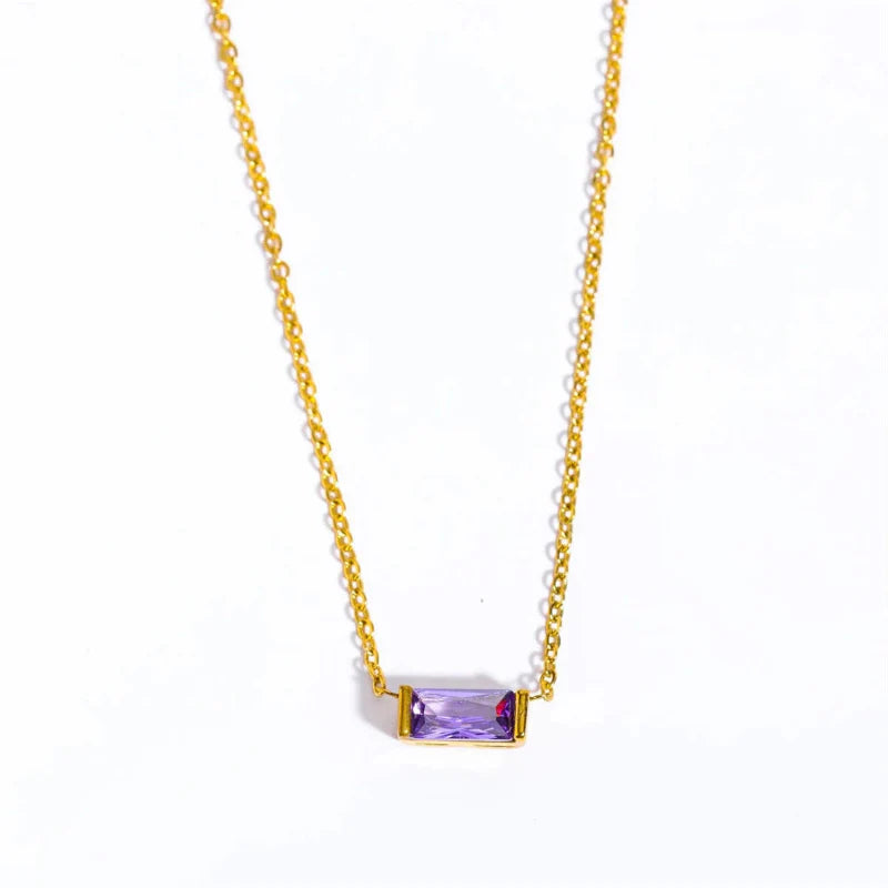 Collier avec Fin Pendentif Coloré Pierre de Naissance