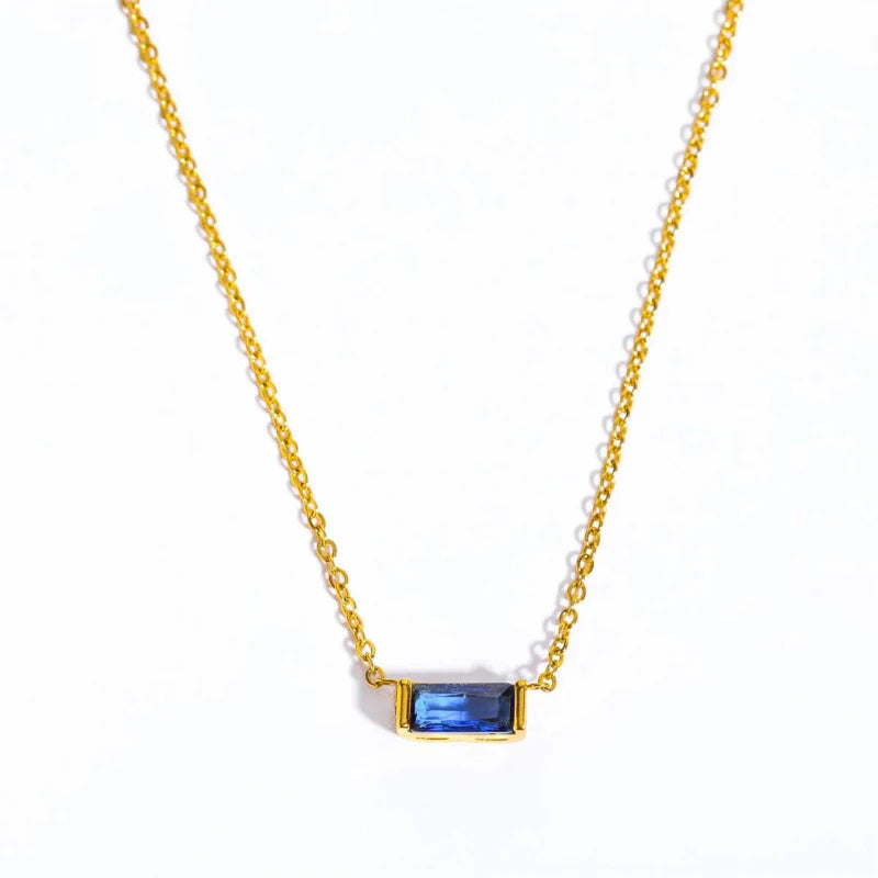 Collier avec Fin Pendentif Coloré Pierre de Naissance