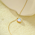 Collier avec Joli Pendentif Coeur Pierre de Lune