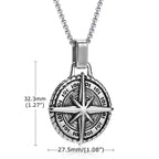 Collier avec Pendentif Boussole Rose des Vents pour Homme