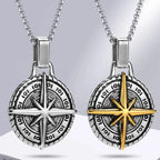 Collier avec Pendentif Boussole Rose des Vents pour Homme or