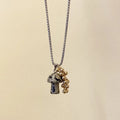 Collier avec Pendentif Champignon Automnale oeil de tigre