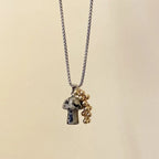 Collier avec Pendentif Champignon Automnale oeil de tigre