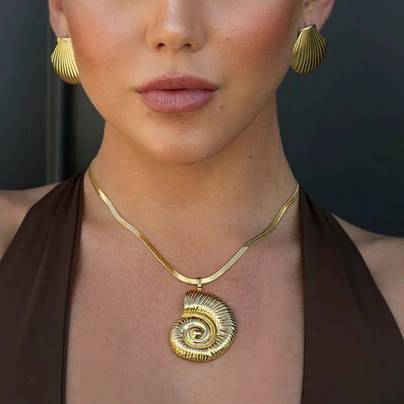 Collier avec Pendentif Coquillage Spirale