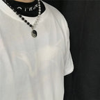 白と黒の陰陽パールペンダント付きネックレス
