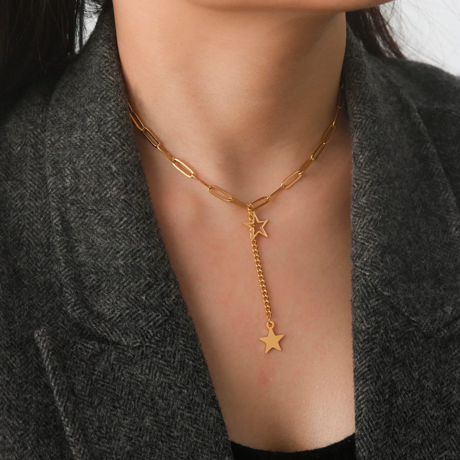 Collier avec Pendentif Etoiles or