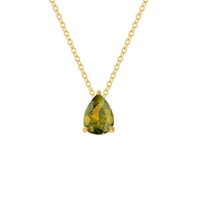 Collier avec Pendentif Goutte d'Eau en Zircon Pierre de Naissance