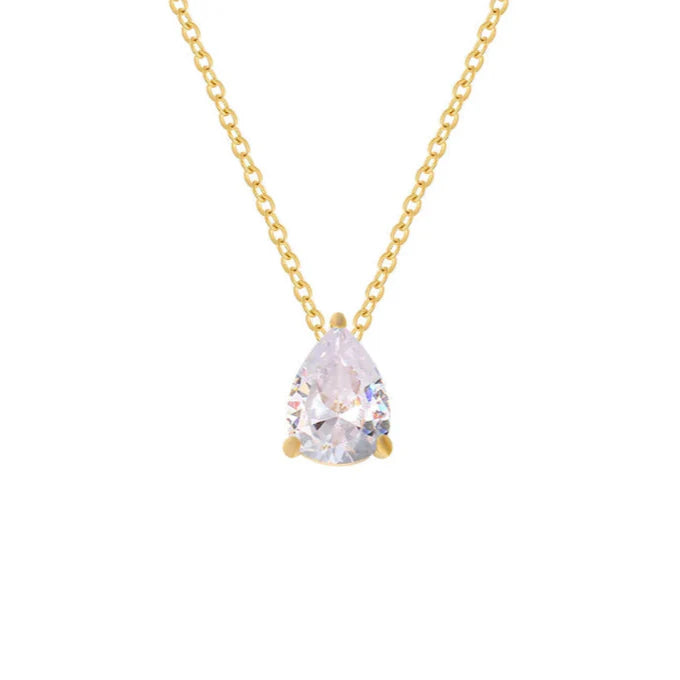 Collier avec Pendentif Goutte d'Eau en Zircon Pierre de Naissance