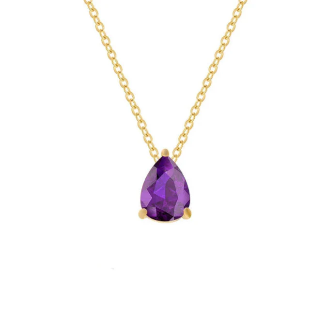 Collier avec Pendentif Goutte d'Eau en Zircon Pierre de Naissance