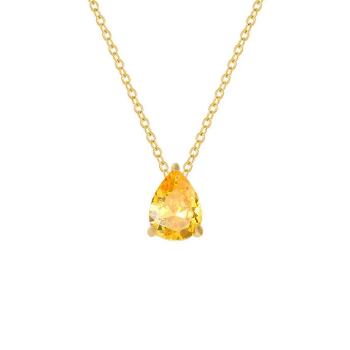 Collier avec Pendentif Goutte d'Eau en Zircon Pierre de Naissance