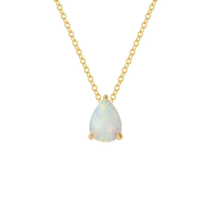 Collier avec Pendentif Goutte d'Eau en Zircon Pierre de Naissance