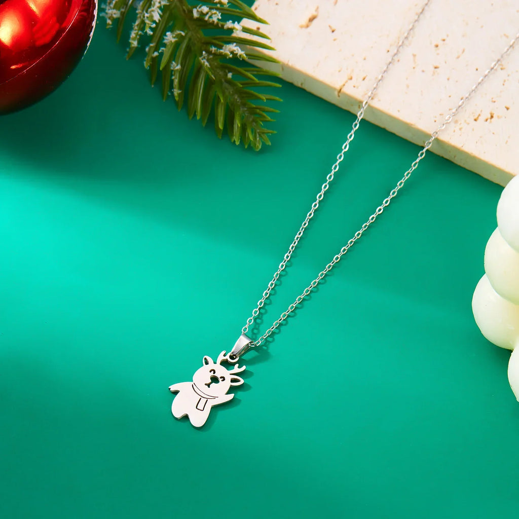 冬の雪だるまペンダントネックレス シルバー