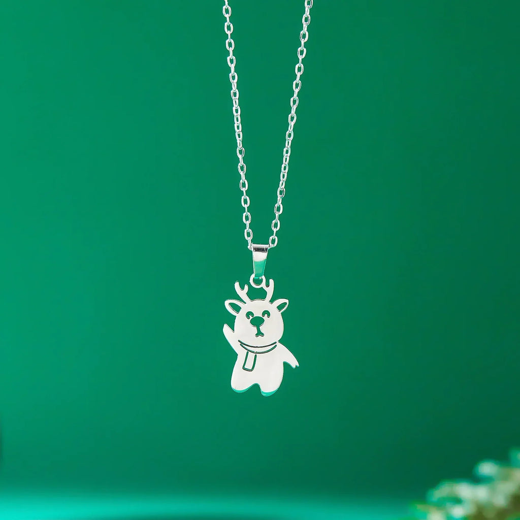 冬の雪だるまペンダントネックレス シルバー