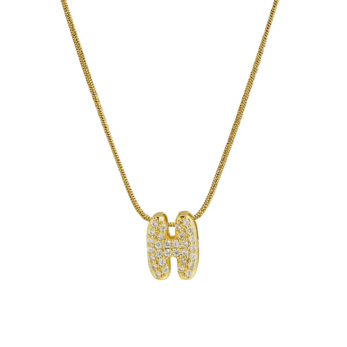 Collier avec pendentif initiale en strass h