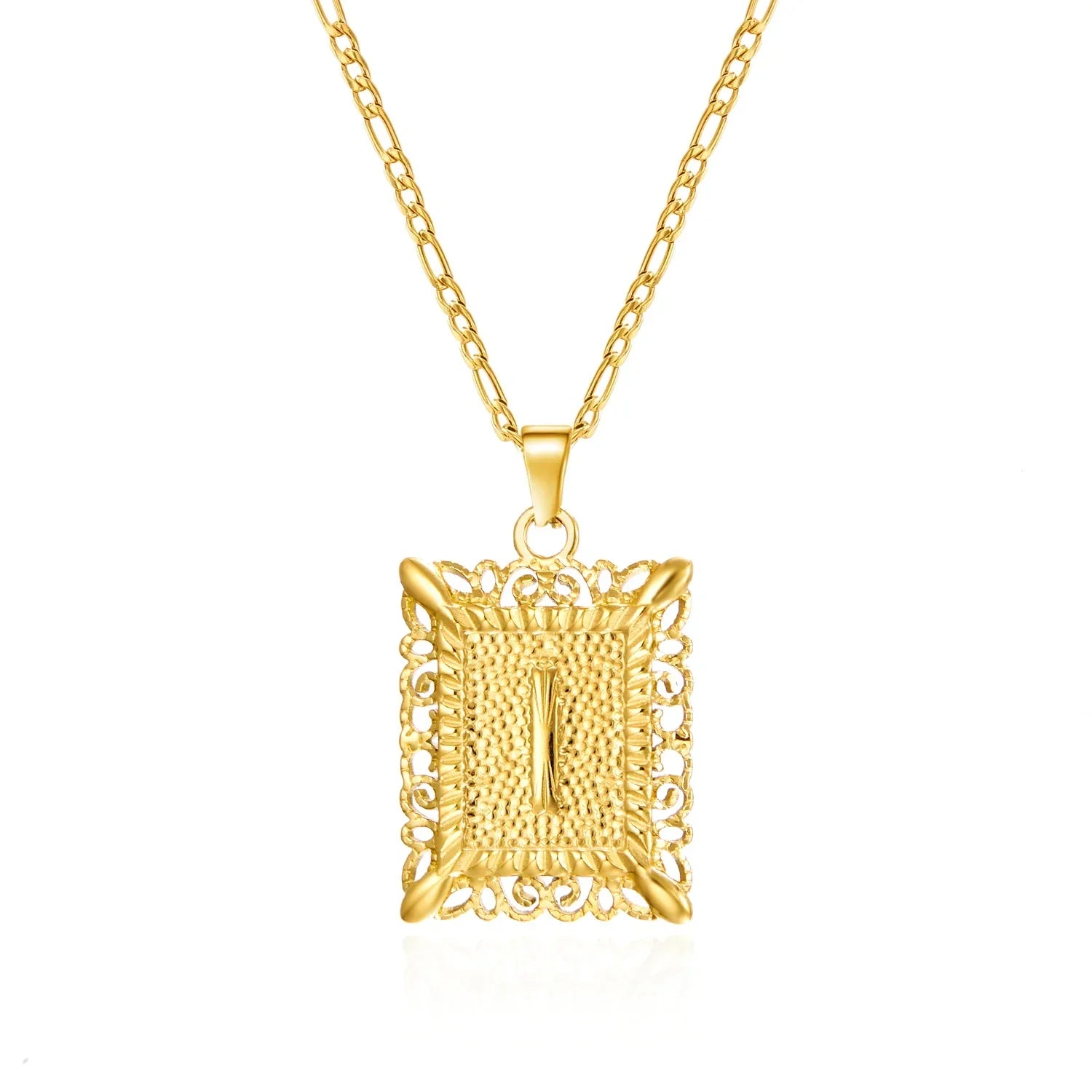 Collier avec pendentif rectangulaire initiale i