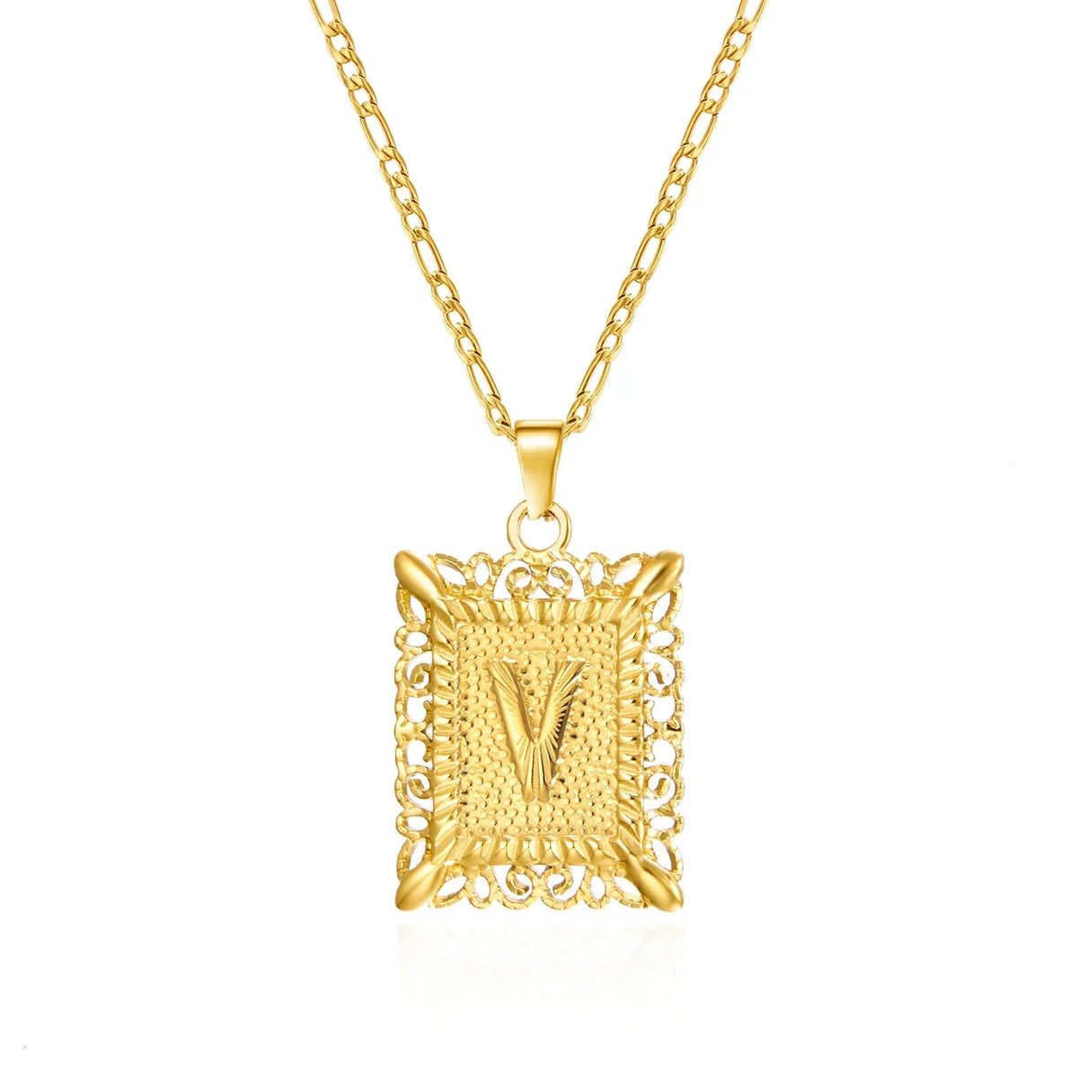 Collier avec pendentif rectangulaire initiale v