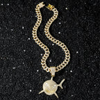Collier avec Pendentif Requin en Strass or
