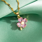 Collier avec Pendentif Trèfle à 4 Feuilles Coloré