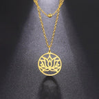 Collier Bouddhiste Fleur de Lotus or