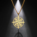 Collier Compas Pendentif Boussole Rose des Vents or